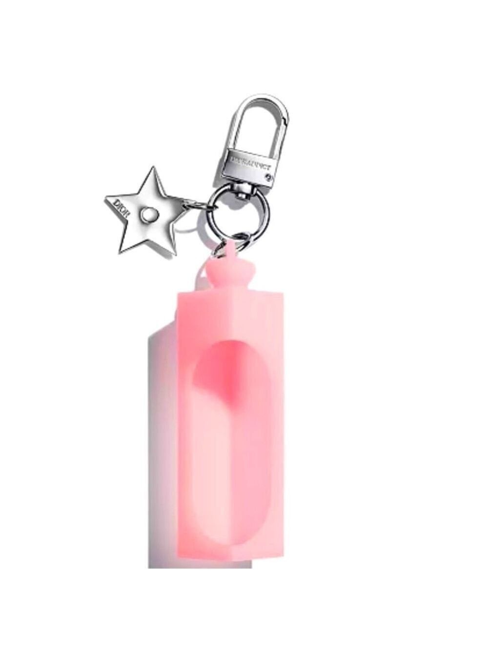Dior Addict Lip Gloss Star Key Chain Pink Silicone New Authentic